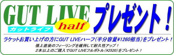 �u�������v��TENNIS-ONE���T�I�@���P�b�g���w���ŁwGUT LIVE �n�[�t�x���v���[���g�I